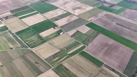 Aerial view of patchwork fields, France. 스톡 동영상 331136602