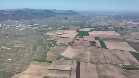 Aerial view of patchwork fields, France. 스톡 동영상 331137354
