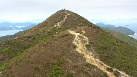 Aerial view of path to Ko Lau Wan, countryside and hiking route in Sai Kung,  스톡 동영상 123882109
