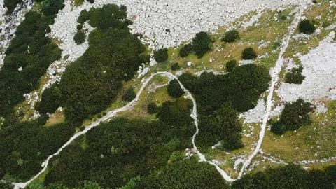 Aerial view to path in Mountains Vídeos de archivo 125994638