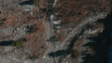 Aerial view of a path in the mountains with trees at Swat valley,Pakistan Stock Footage 172469882