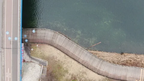 Aerial View of Pathway along River Stock Footage 129351920