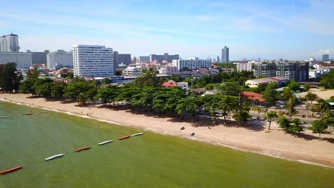 Aerial View Of Patong Beach with view of the city Stock Footage 122829095