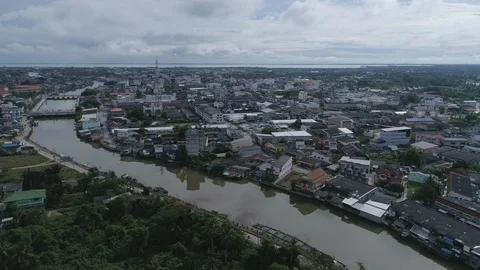 Aerial view of Pattani River. Stock Footage 90851584
