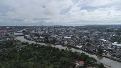 Aerial view of Pattani River. Stock Footage 90853029