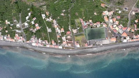 Aerial view of "Paul do Mar" in Madeira island, Portugal Stock Footage 139623847