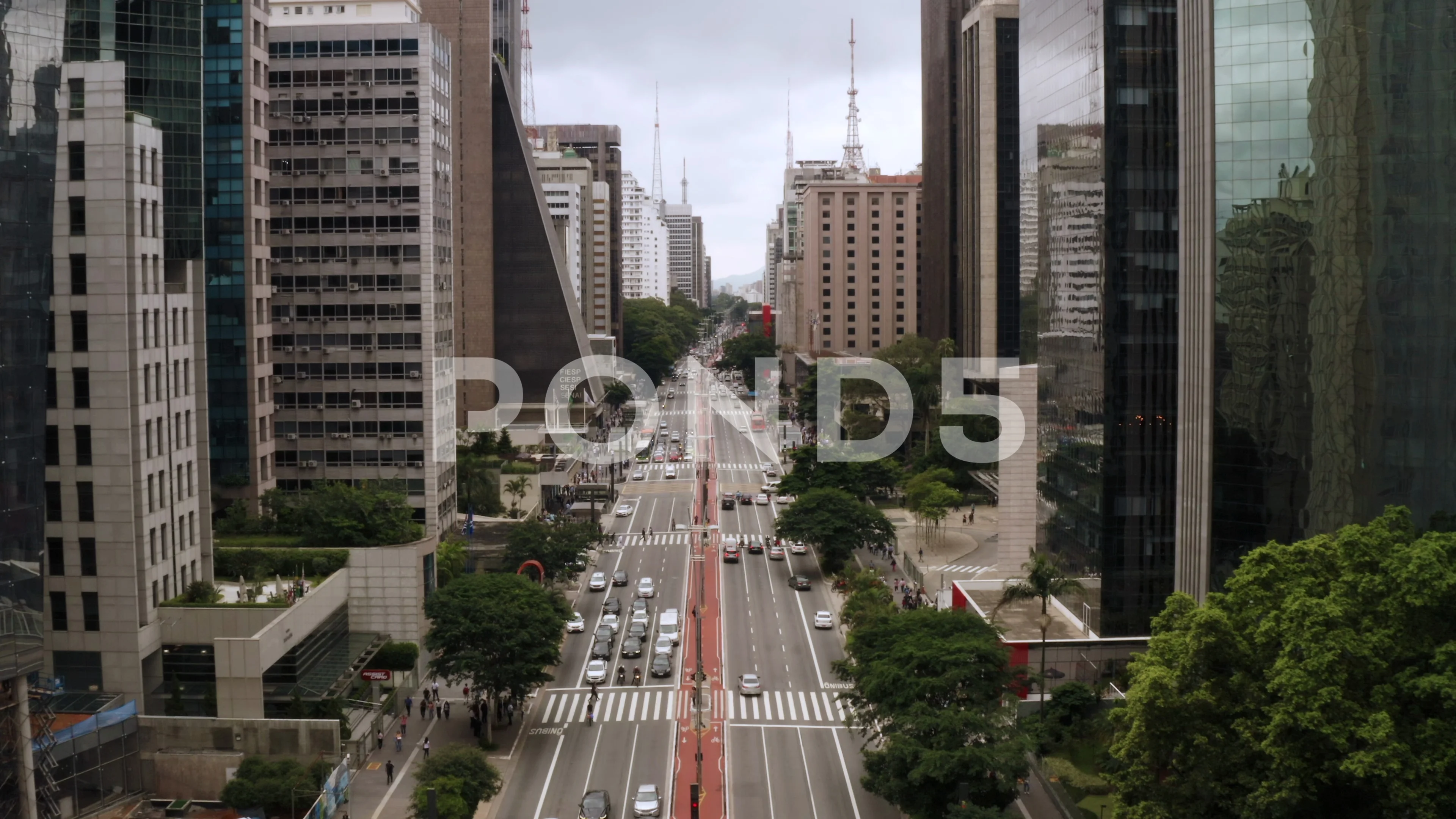 Foto de Aerial view of Avenida Paulista (Paulista avenue) in Sao Paulo  city, Brazil. do Stock