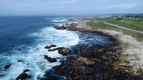 Aerial view of Pebble Beach Stock Footage 109130809