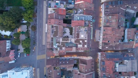Aerial view of pedestrian street old town - 2K Stock Footage