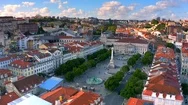 Aerial View Of Pedro Iv Square Lisbon Portugal Stock Footage