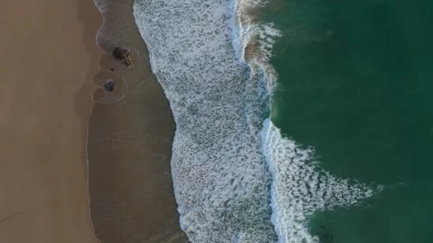 Aerial view of Pentire Steps Beach in Newquay, United Kingdom. Stock Footage 337333029