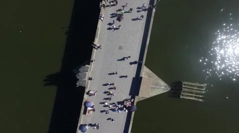 Aerial view of people on the bridge Stock Footage 67897534