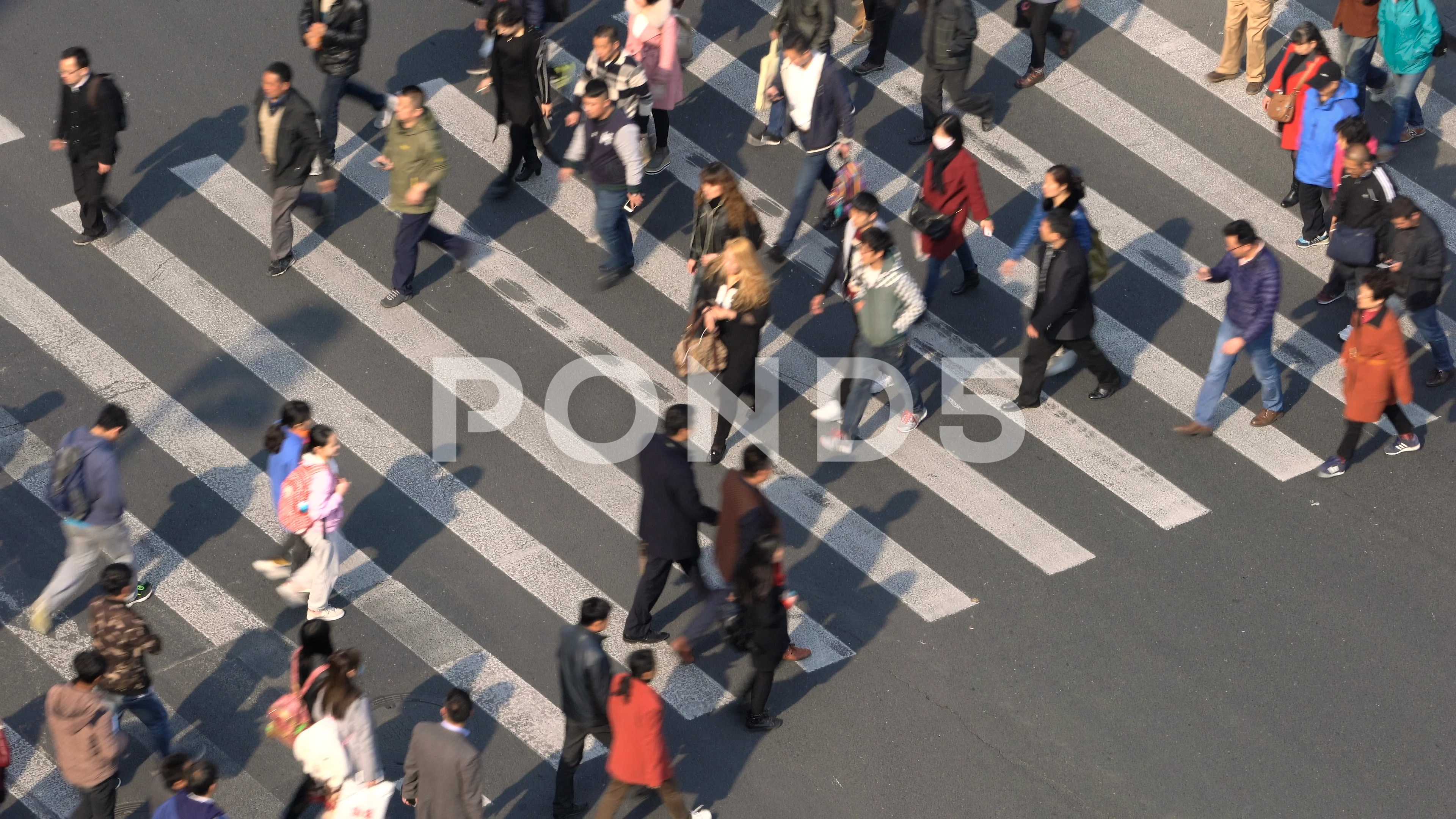 Aerial view of people on busy pedestrian | Stock Video