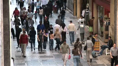 Aerial View of People in Centro de Sao Paulo, Brazil Stock-Footage 19720253