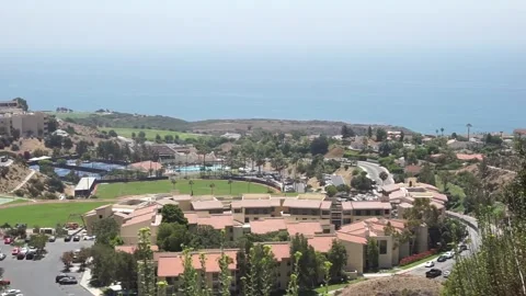 Aerial view of the Pepperdine University on a sunny day Stock Footage