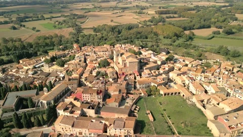 Aerial view of Peralada, Spain. Stock Footage 344998545