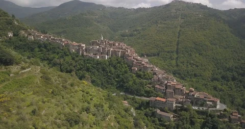Aerial view of Perinaldo, Italy Stock Footage 110743644