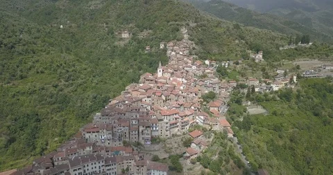 Aerial view of Perinaldo, Italy Stock Footage 110743907