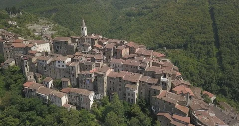 Aerial view of Perinaldo, Italy Stock Footage 110743909