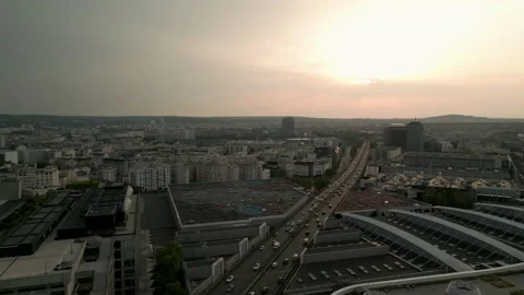 In an aerial view, the peripherique highway in Paris, France Stock Footage 217983764