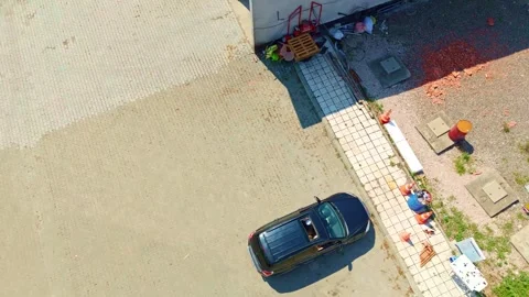 Aerial view a person walking down a. Stock Footage 284677632