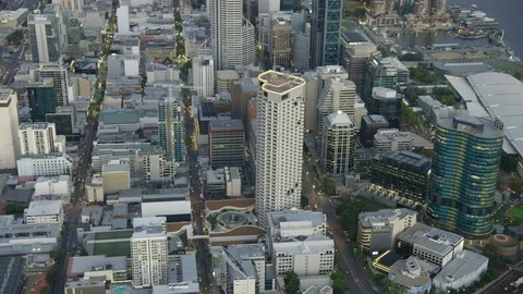 Aerial view Perth city lights at sunset WA Stock Footage 113100949