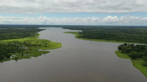 Aerial view of Peru´s amazon river located in Pucallpa (Ucayali river). Stock Footage 135369583