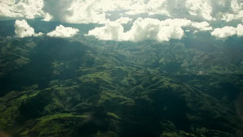 Aerial view of Peruvian Rainforest from a Plane Stock Footage 87768784