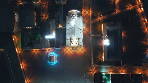 Aerial view of Peter and Paul Fortress spire with a gold cross and an angel, St Stock Footage 129205351
