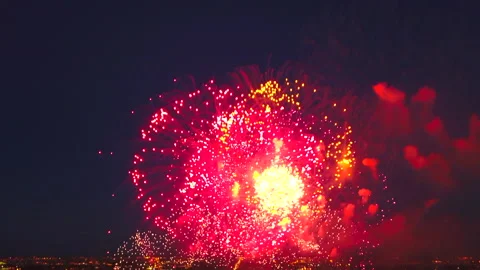Aerial view of Peter and Paul Fortress, fireworks, Neva river, Saint Petersbu Stock Footage 130389190
