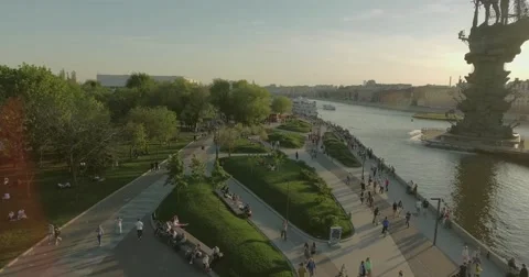 Aerial view of Peter the Great Statue Vídeo Stock 63464273