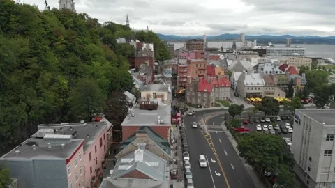 Aerial view of Petit Champlain Stock Footage 142891557