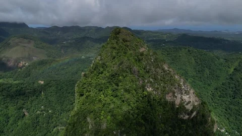 Aerial View of Petit Piton With Rainbow, Saint Lucia, Caribbean Stock Footage 249286374