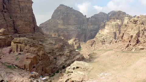Aerial view of the Petra Umm Al-Biyara route. Stock Footage 283793473