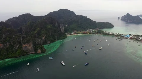 Aerial view at Phi Phi Islands, Thailand. Stock Footage 124074956
