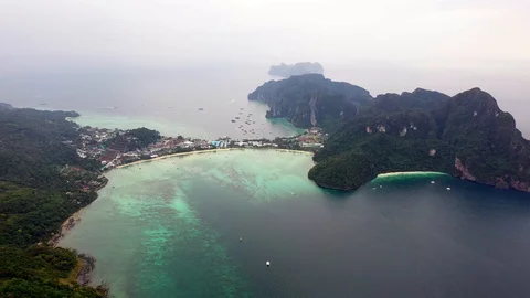 Aerial view at Phi Phi Islands, Thailand. Video stock 124145213