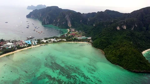 Aerial view at Phi Phi Islands, Thailand. Video stock 124145276