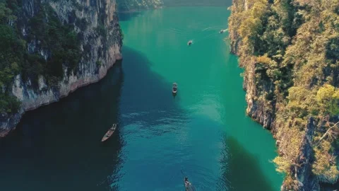 Aerial view of the phi phi leh blue lagoon in thailand Stock Footage 249151099