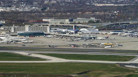 Aerial view of Philadelphia International Airport. Shot in 2011. Stock Footage 59187610