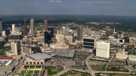 Aerial view of Philips Arena in Atlanta, Georgia. Shot in 2007. Stock Footage 59334434
