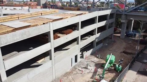 Aerial View of Phoenix Light Rail Construction Arizona Stock Footage 221009816