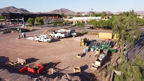 Aerial View Of Phoenix Light Rail Construction Arizona Stock Footage 242464185