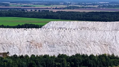 Aerial view of phosphogypsum stack in Kedainiai, Lithuania. Stock Footage 345003015