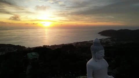 Aerial View of Phuket Big Buddha Statue in Phuket, Thailand Video stock 335584063