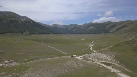 Aerial view of Piani di pezza, Aquila, Italy Stock Footage 133650577