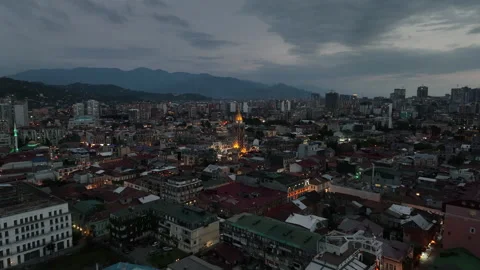 Aerial view of Piazza Batumi at sunset. Georgia 2022 Stock-Footage 201125932