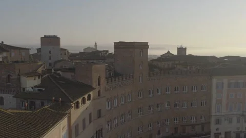 Aerial view of Piazza del Campo in Siena, Italy. Stock Footage 345655187
