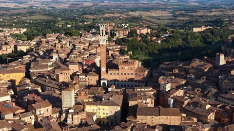 Aerial View of Piazza del Campo Historic Siena Stock Footage 346299505