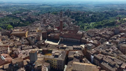 Aerial View of Piazza del Campo Historic Siena Italy Stock Footage 346306176