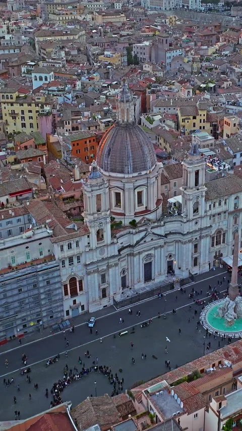 Aerial view of Piazza Navona at sunset. Rome, Italy Stock Footage 320893114